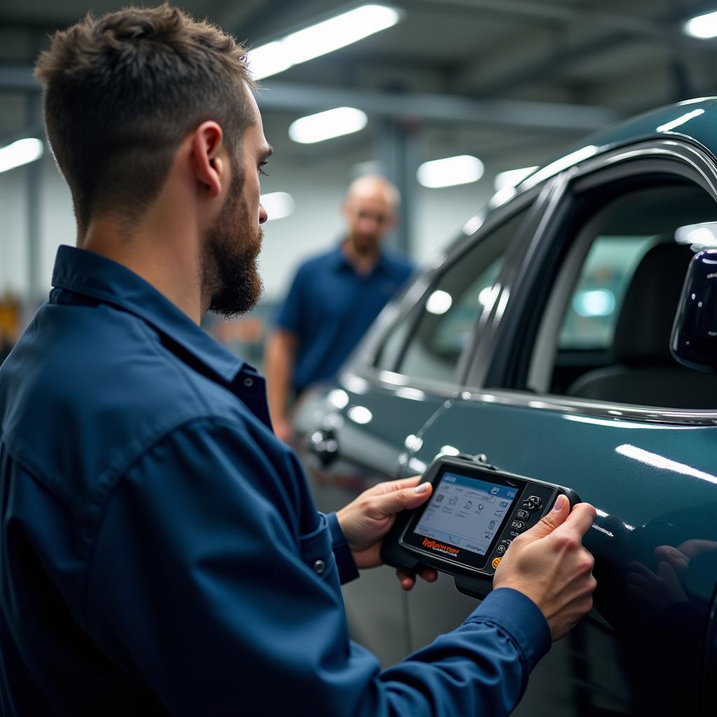 Mechaniker mit Auto-Diagnosegerät