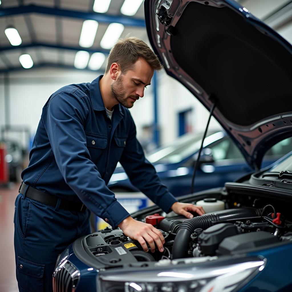 Automechaniker führt eine Autoreparatur in Venlo durch