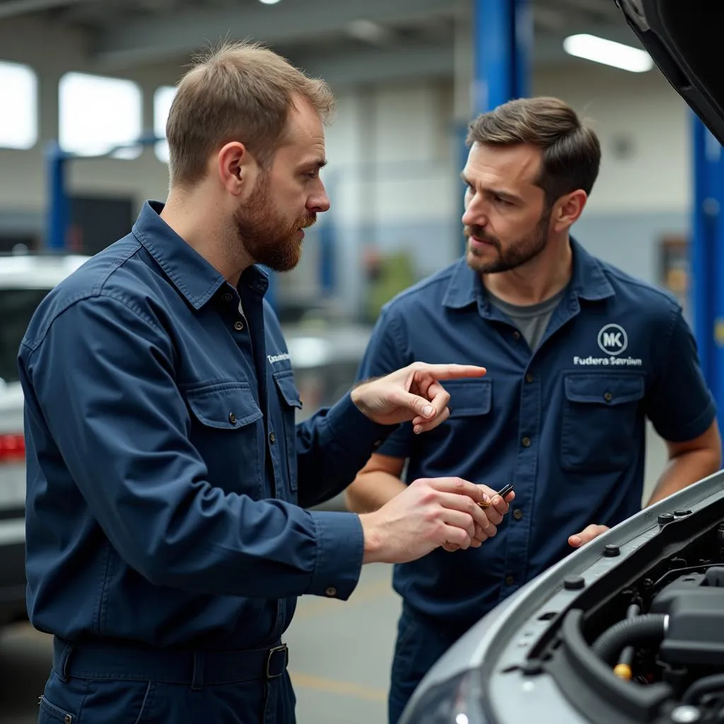 Mechaniker erklärt Reparatur mit AMC Teilen