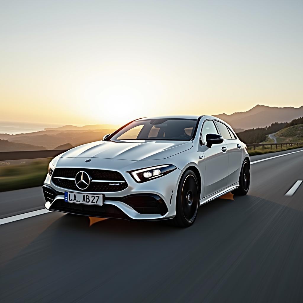 Mercedes-A35-AMG che sfreccia su strada