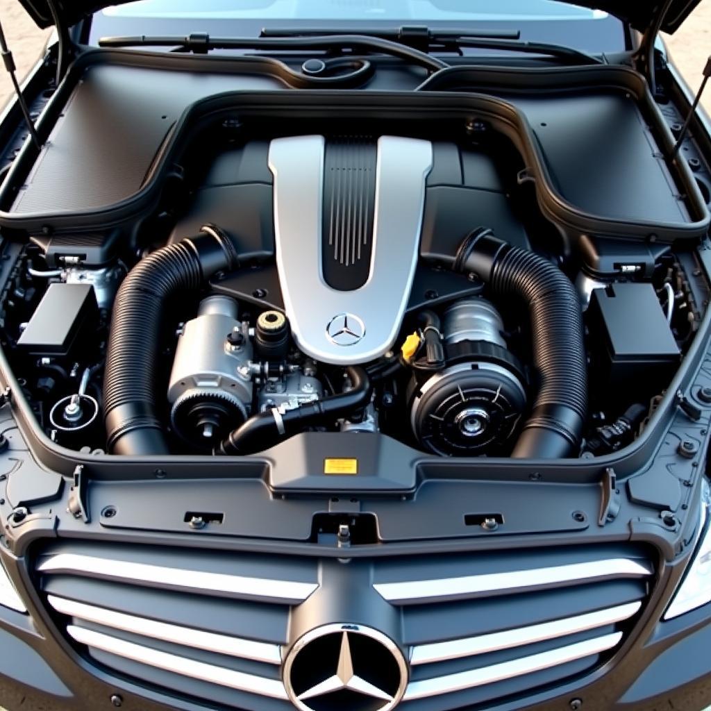 Motorraum der Mercedes-Benz CL-Klasse mit V8-Motor