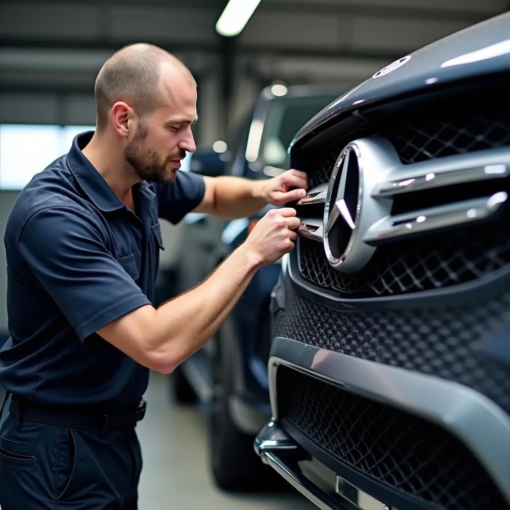 Mercedes GLE 350 d 4MATIC undergoing maintenance