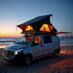 Mercedes Vito mit Dachzelt am Strand