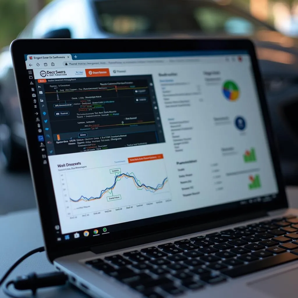 Moderne Fahrzeugdiagnose-Software auf Laptop