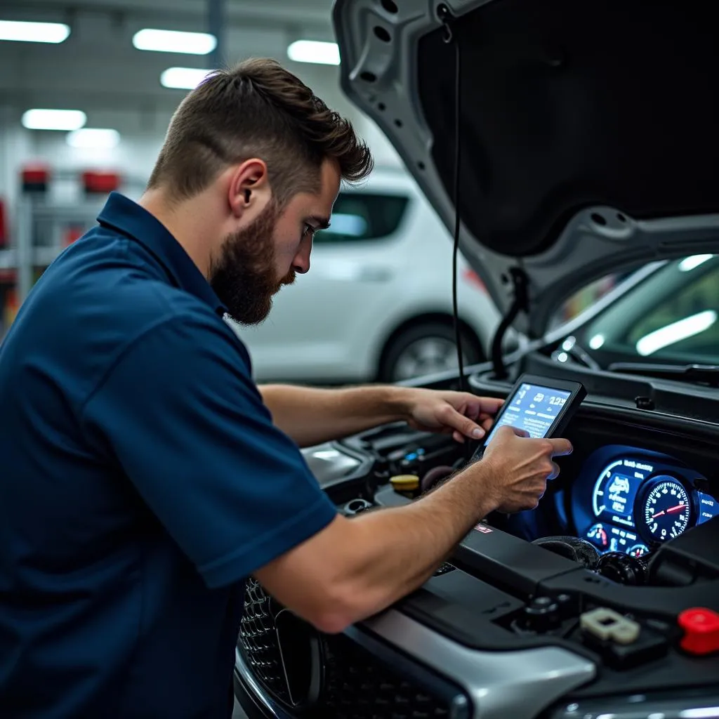 Strumenti diagnostici per auto in un'officina