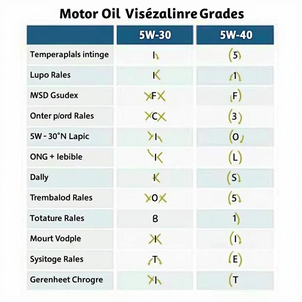 Motoröl Viskosität Vergleichstabelle