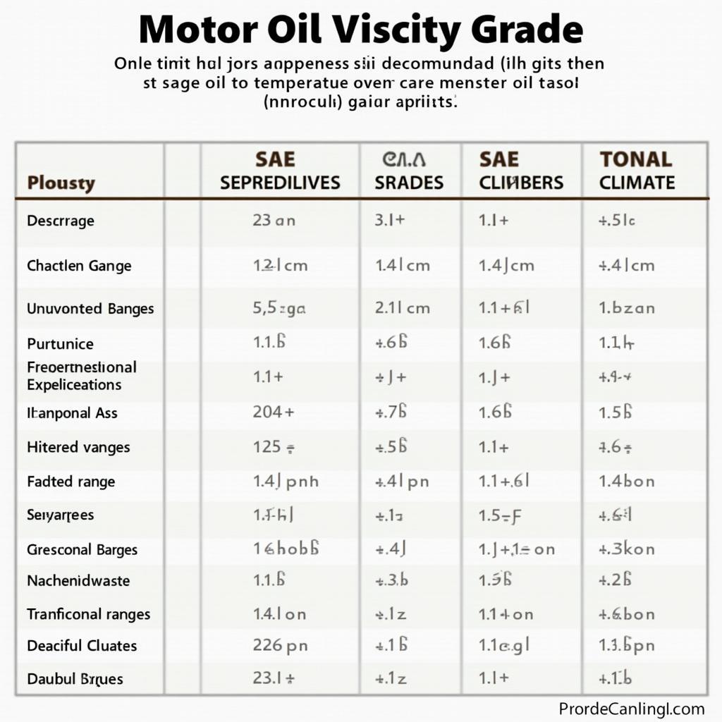 Tabella delle viscosità dell'olio motore