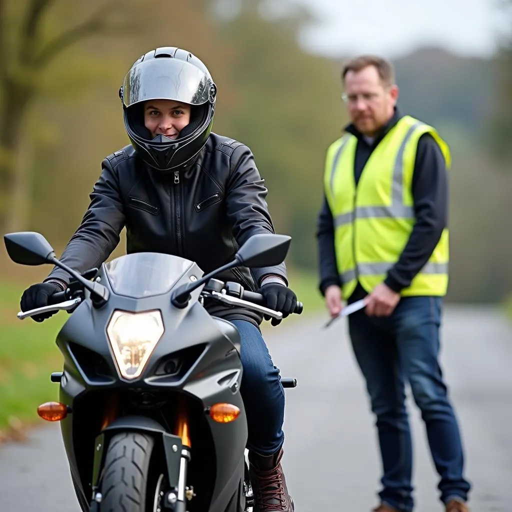 Fahrstunde auf dem Motorrad