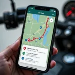 Motorradtour planen App auf dem Smartphone