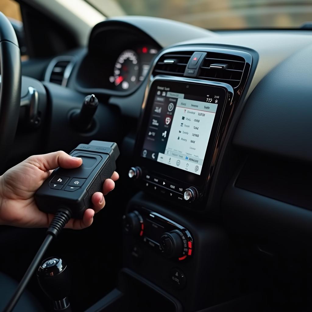 Diagnostic tool in use on the new Peugeot 5008