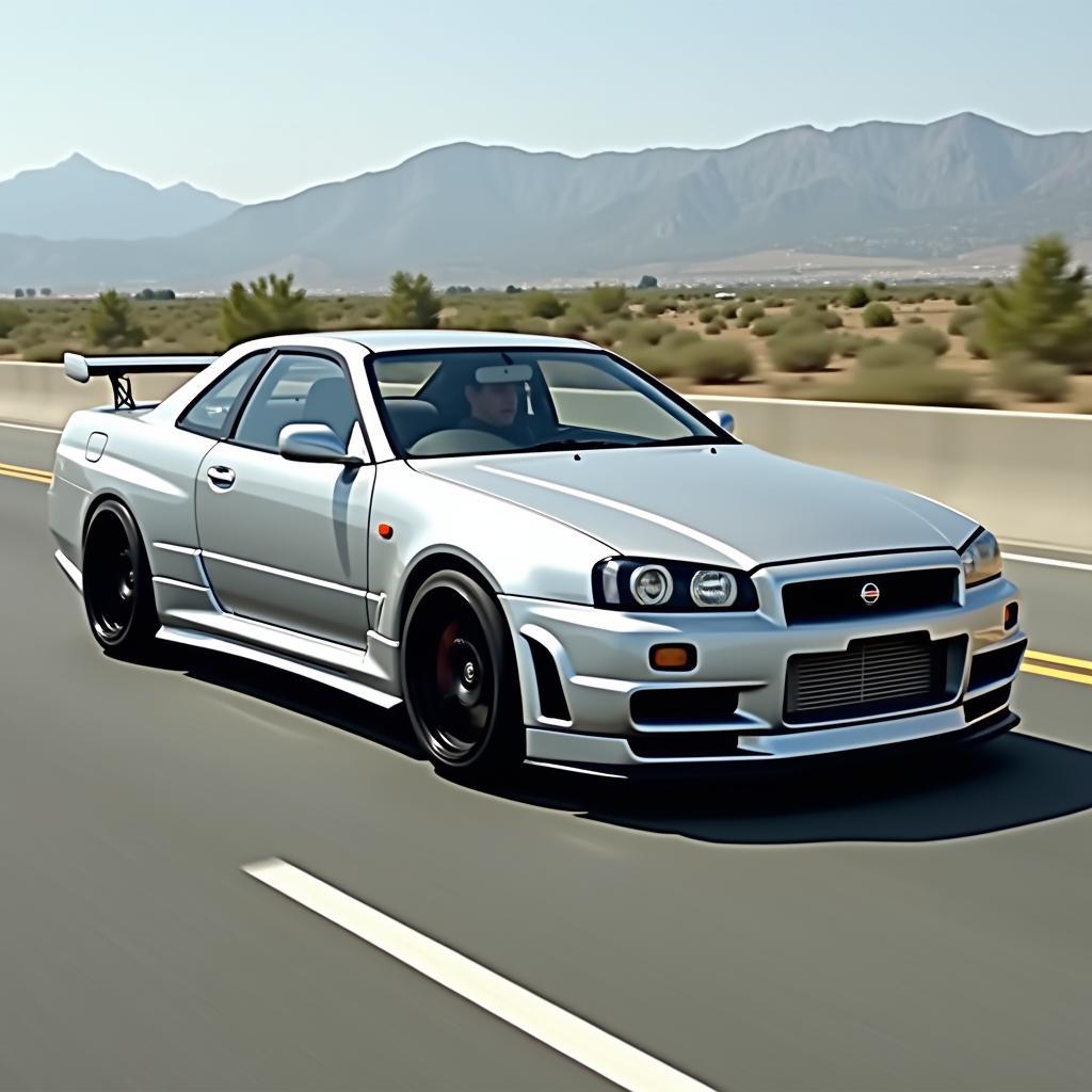 Der silberne Nissan Skyline GTR R34 aus 2 Fast 2 Furious