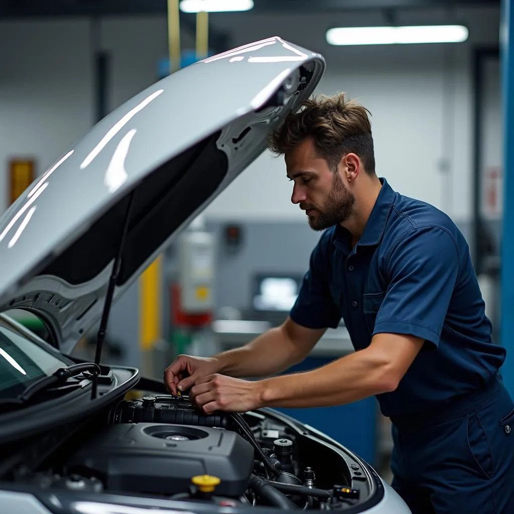 Reparatur eines Opel Adam 2023 in einer Werkstatt