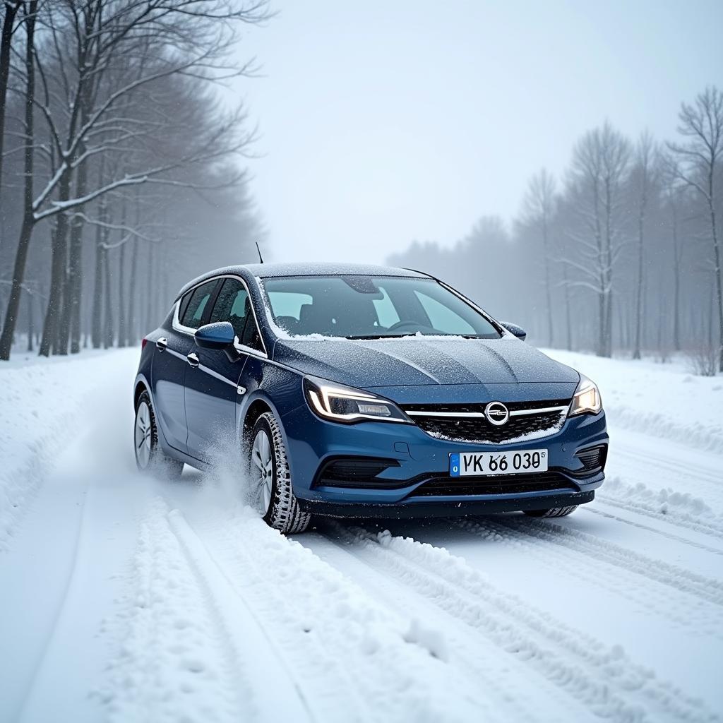 Opel Astra K bremst sicher auf Schnee mit Winterreifen