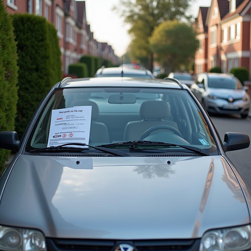 Parkverbot im Wohngebiet: Ein Auto parkt im Halteverbot und riskiert ein Bußgeld.