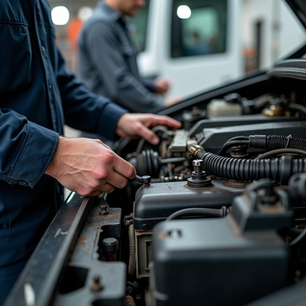 Reparatur eines Peugeot Busses