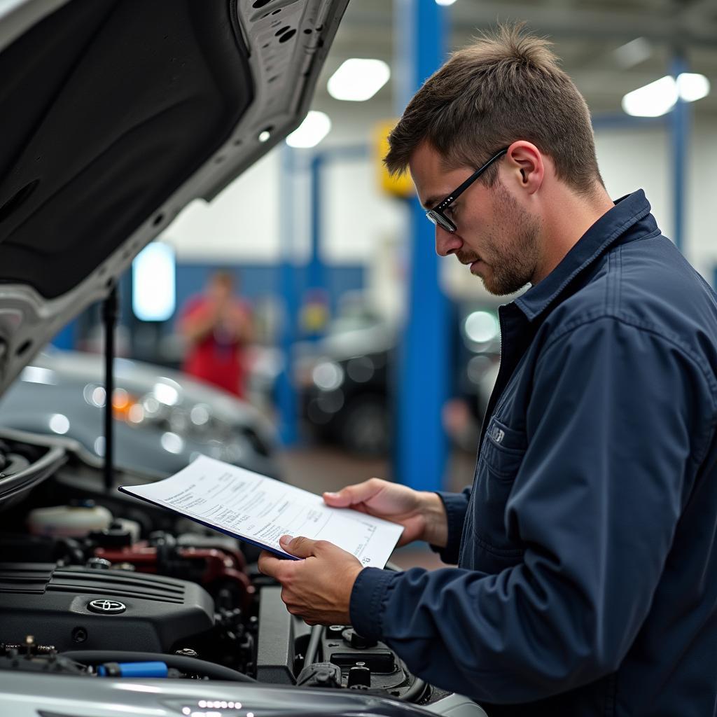 Toyota monteur aan het werk