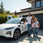 Plug-in-Hybrid Familienauto an Ladestation