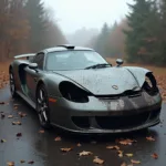 Wrack des Porsche Carrera GT an der Unfallstelle