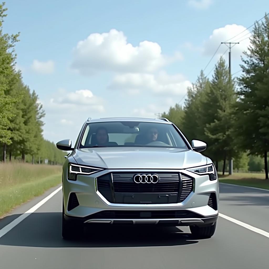 Q4 e-tron Testfahrt auf der Straße