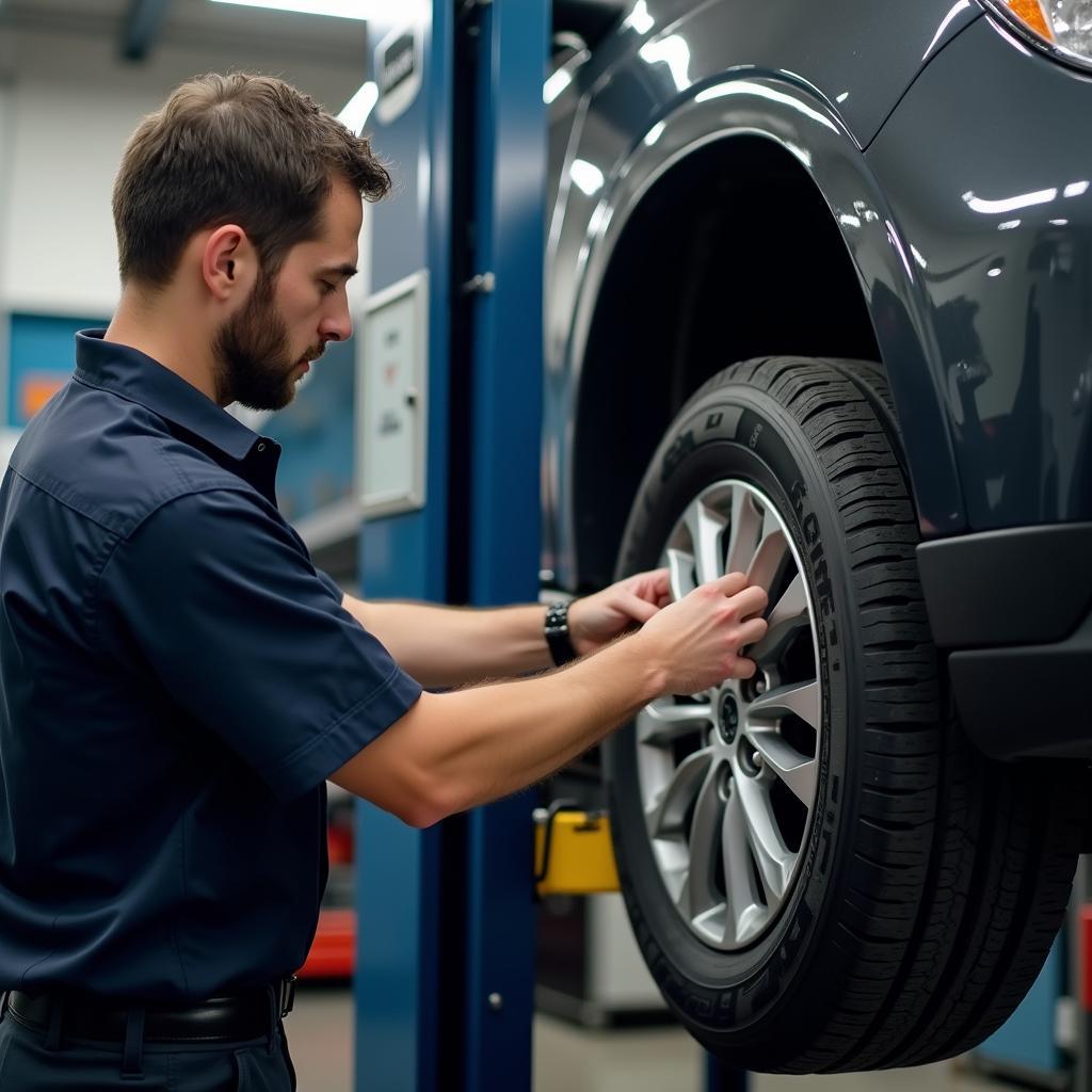 Tire mounting in a workshop