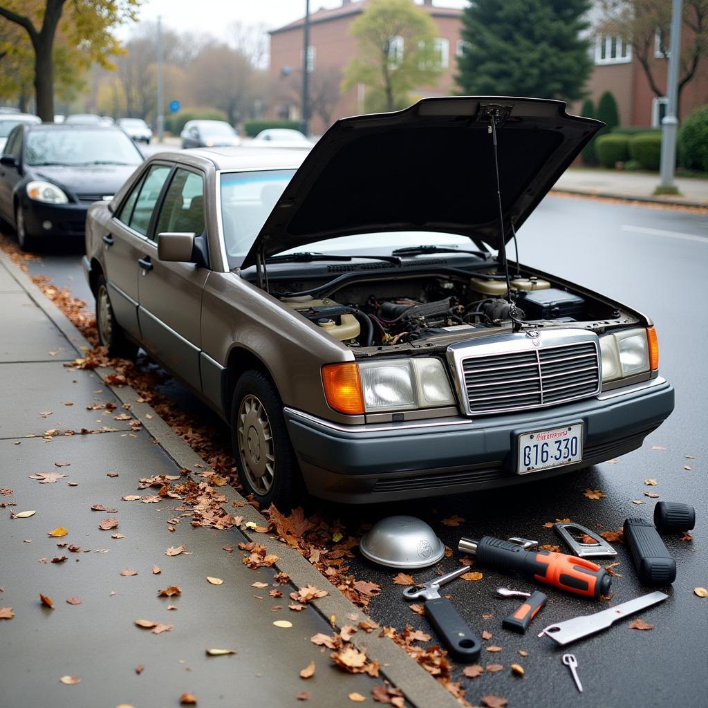 Autoreparaturen am Straßenrand