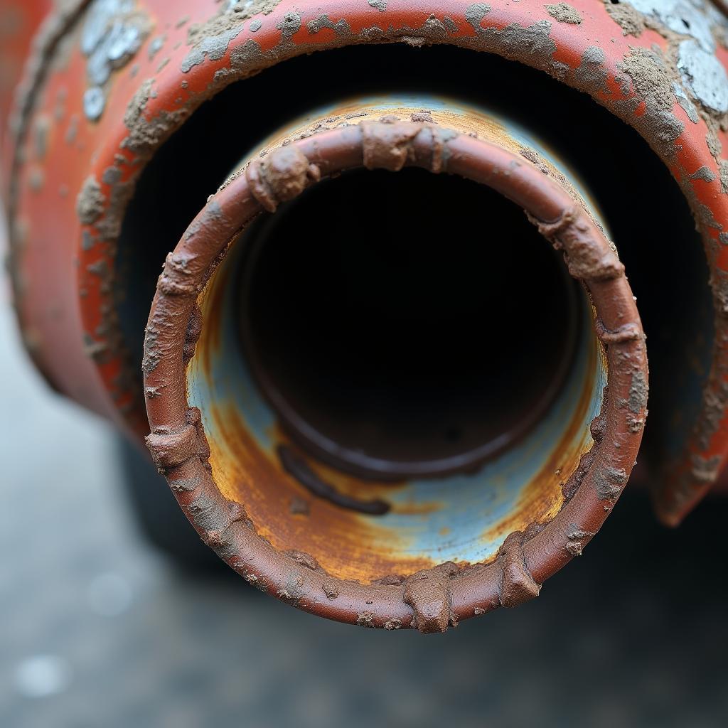 Rust damage on an exhaust pipe