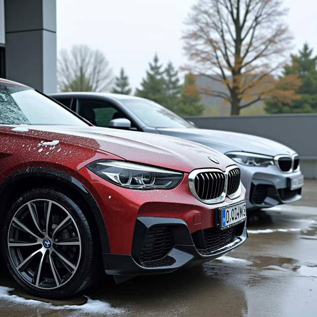 Saubere Autos geparkt nach der Wäsche