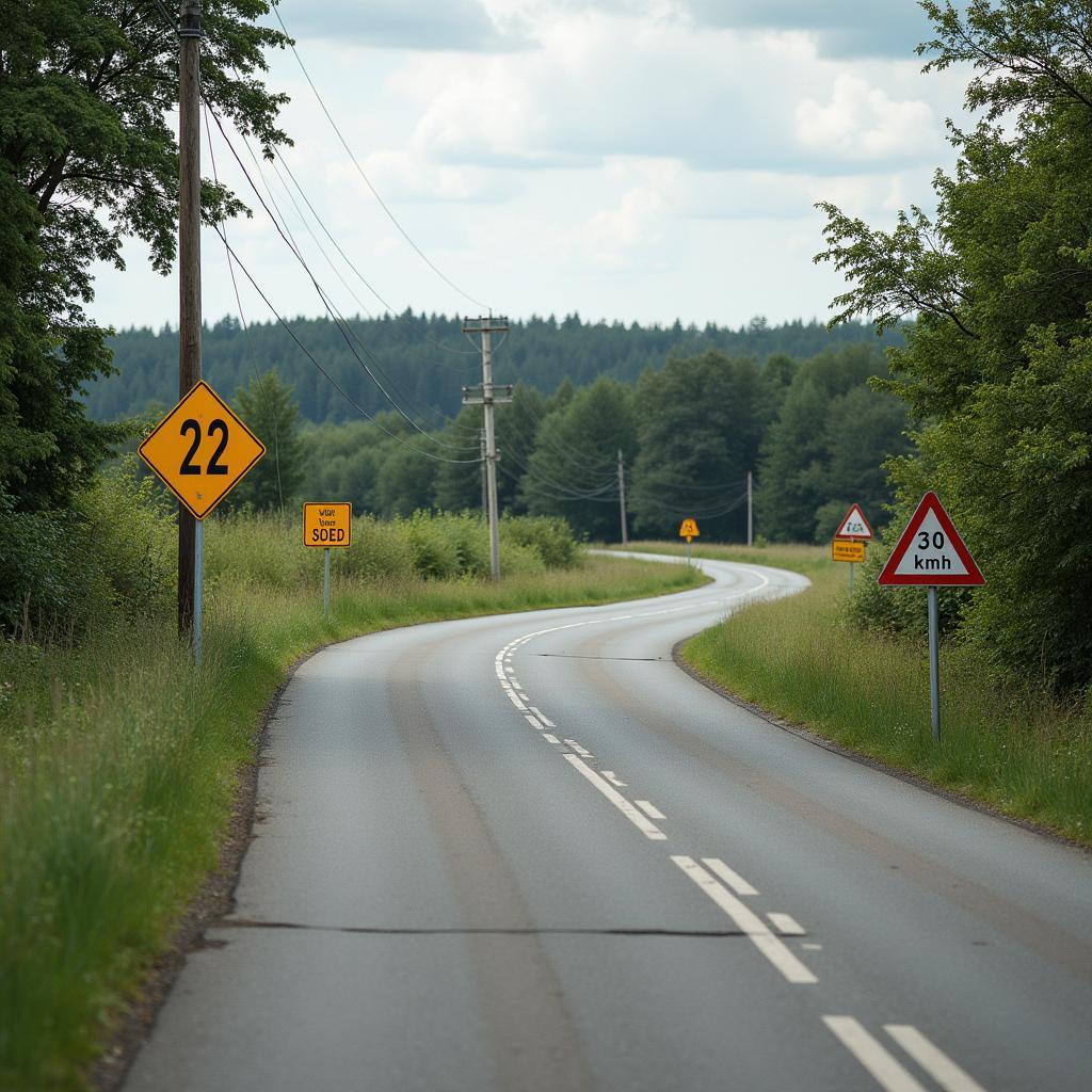 Scharfe Kurve auf Landstraße