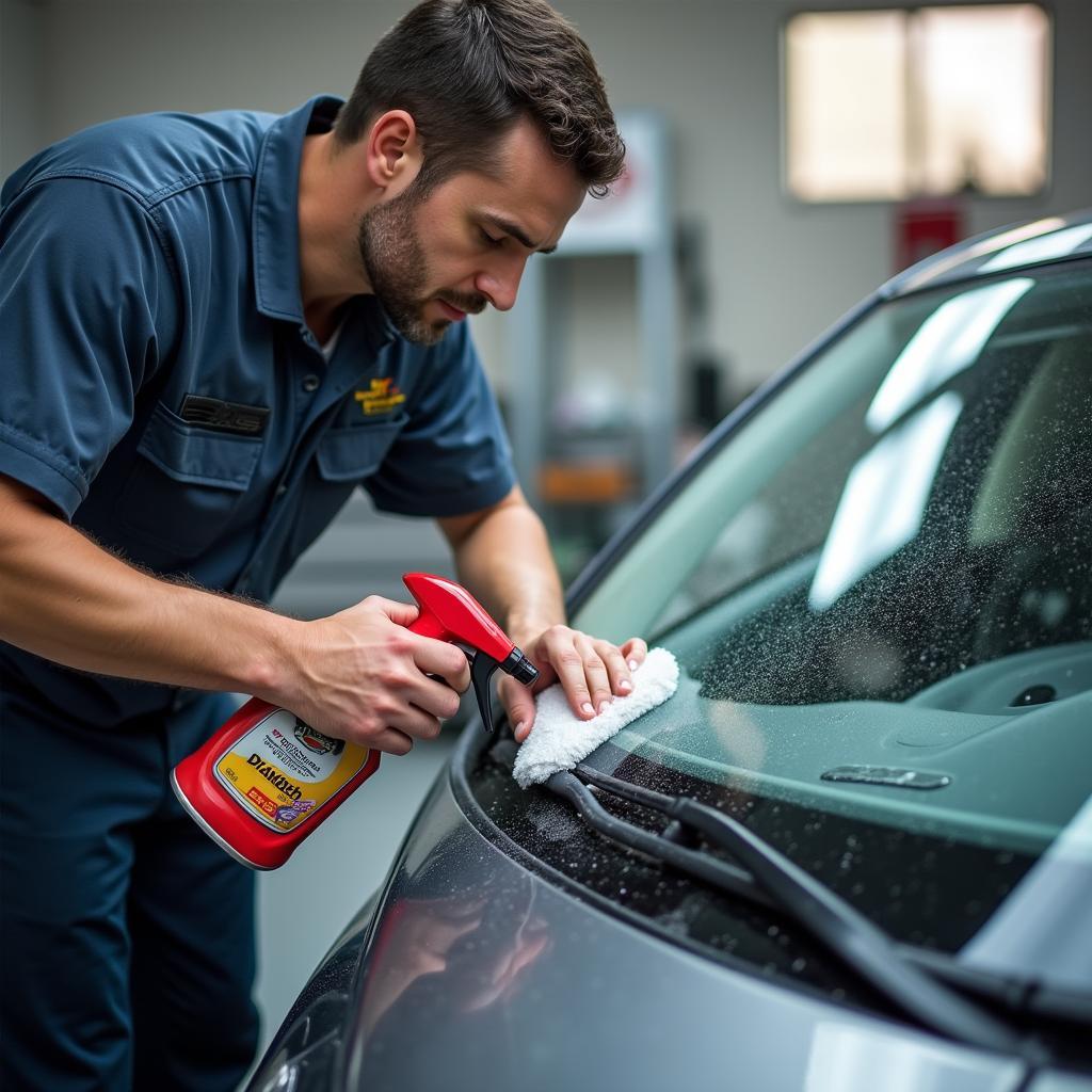 Applicazione di Scheibenklar Plus Würth