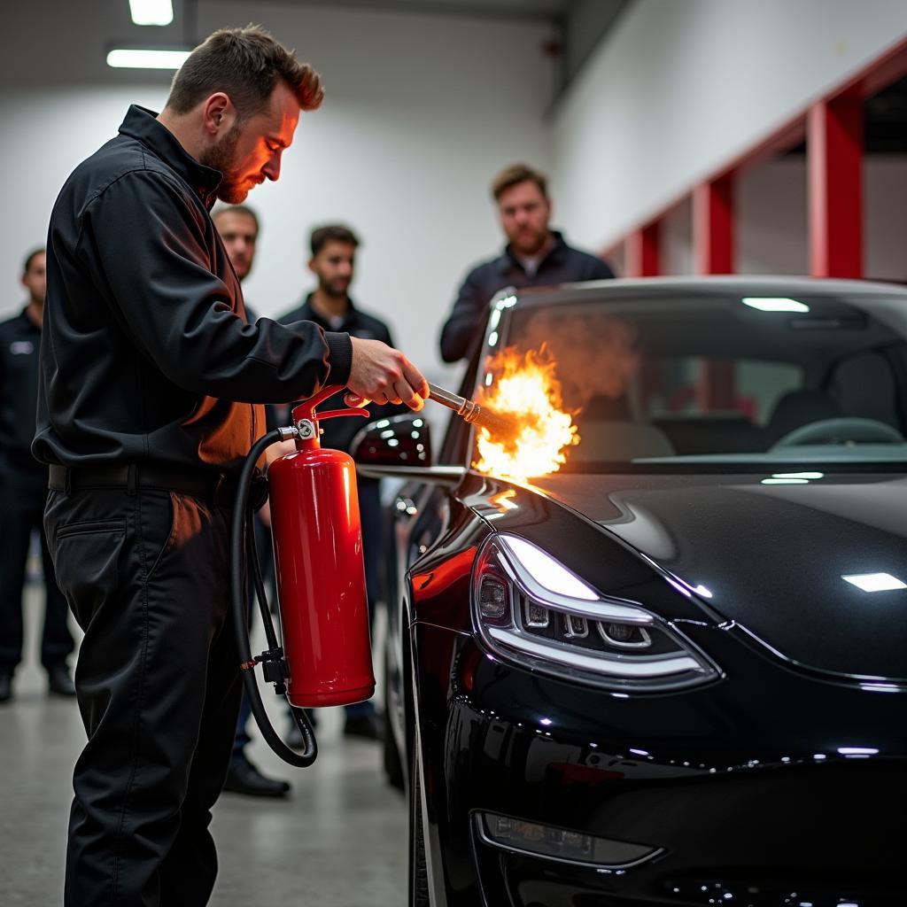 Schulung für Elektroauto Brandschutz