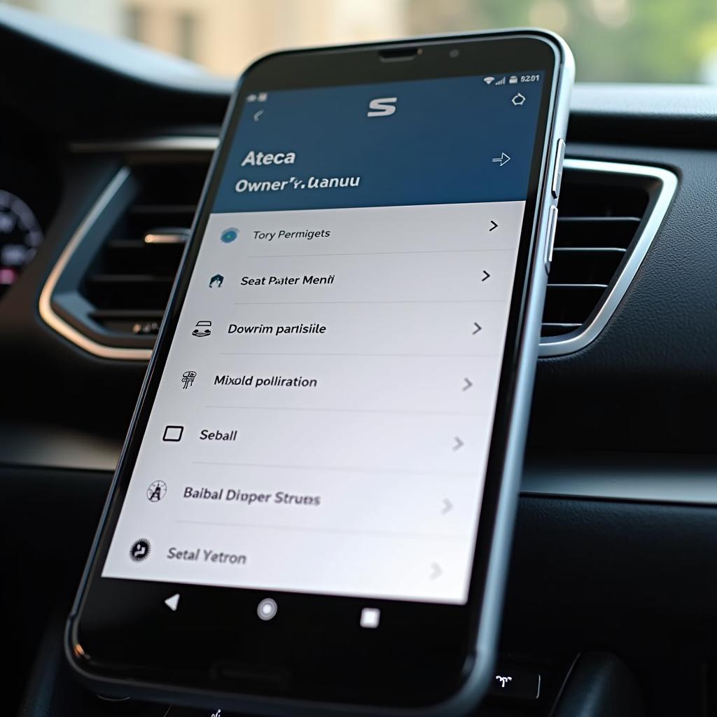 Smartphone mit geöffneter Seat Ateca App und digitaler Bedienungsanleitung