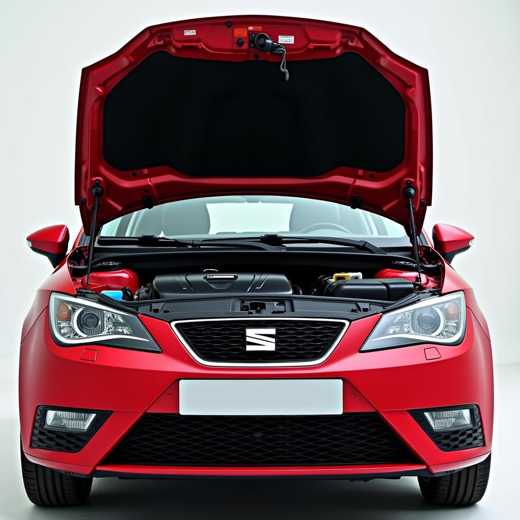 Open hood of a Seat Ibiza