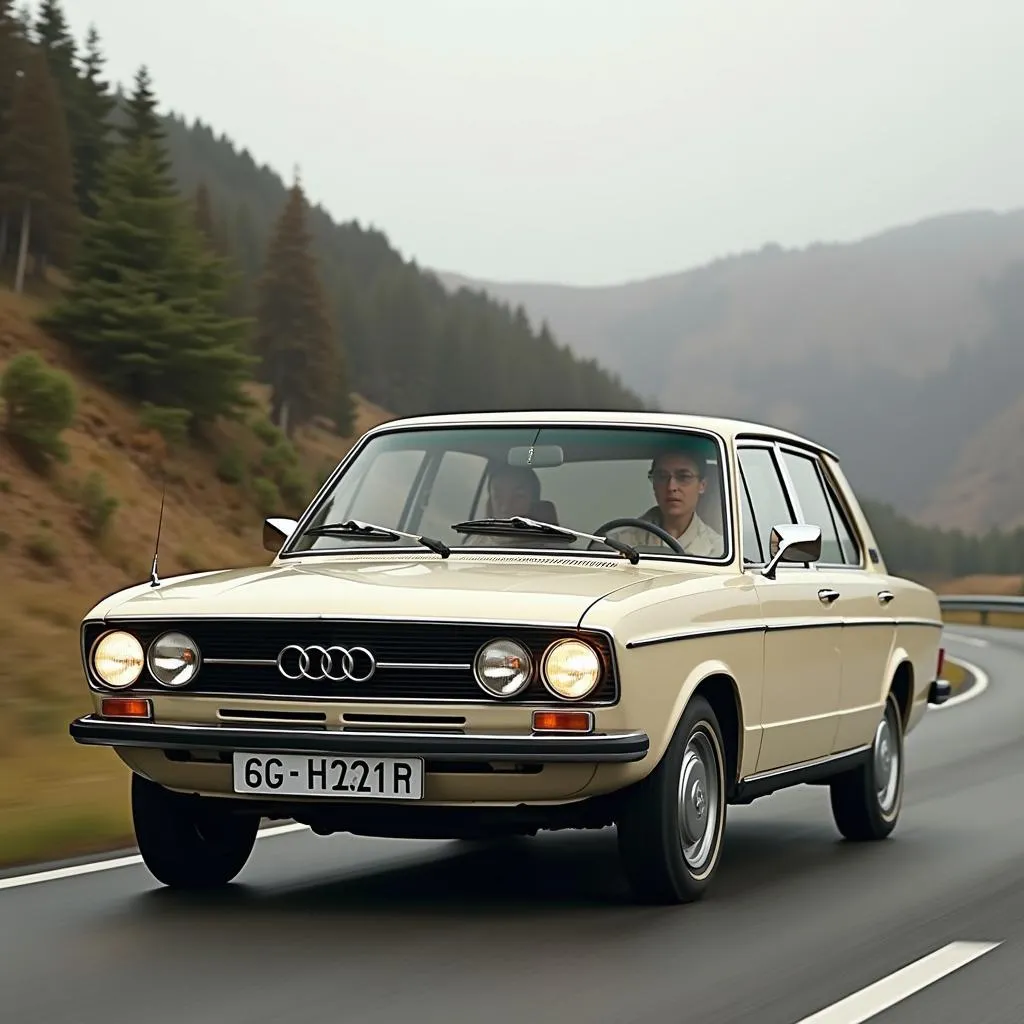 Siambeige Audi 100 auf der Straße