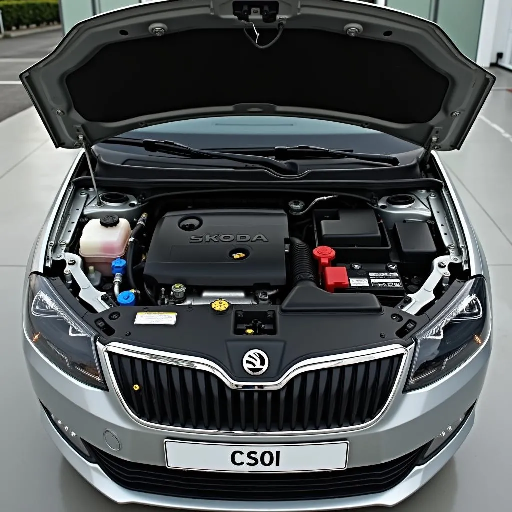 Compartiment moteur d'une Skoda Fabia