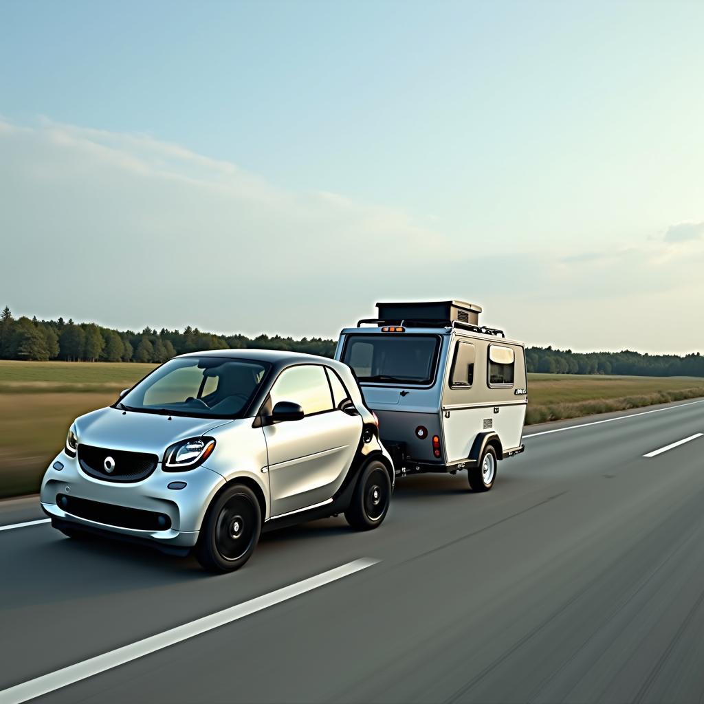 Smart Fortwo mit Anhänger auf der Straße