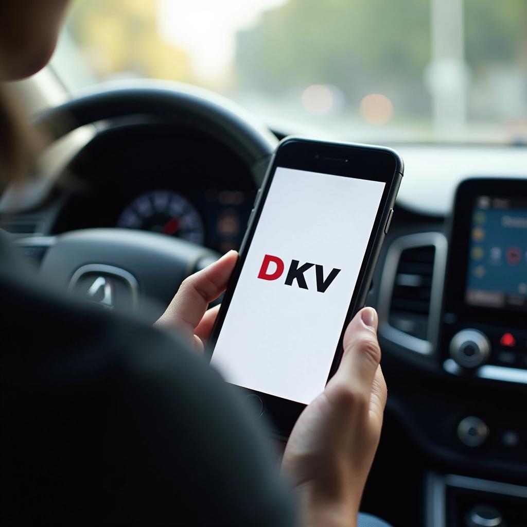 Smartphone mit DKV App im Auto