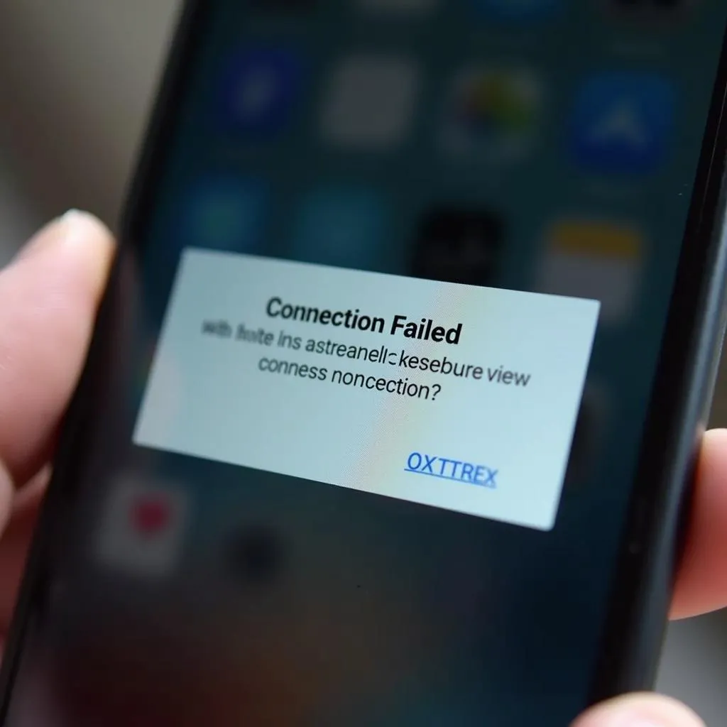Smartphone con messaggio di errore "Connessione fallita"