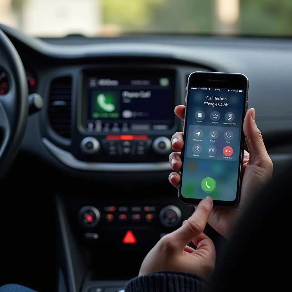 Smartphone connected to a car's hands-free system