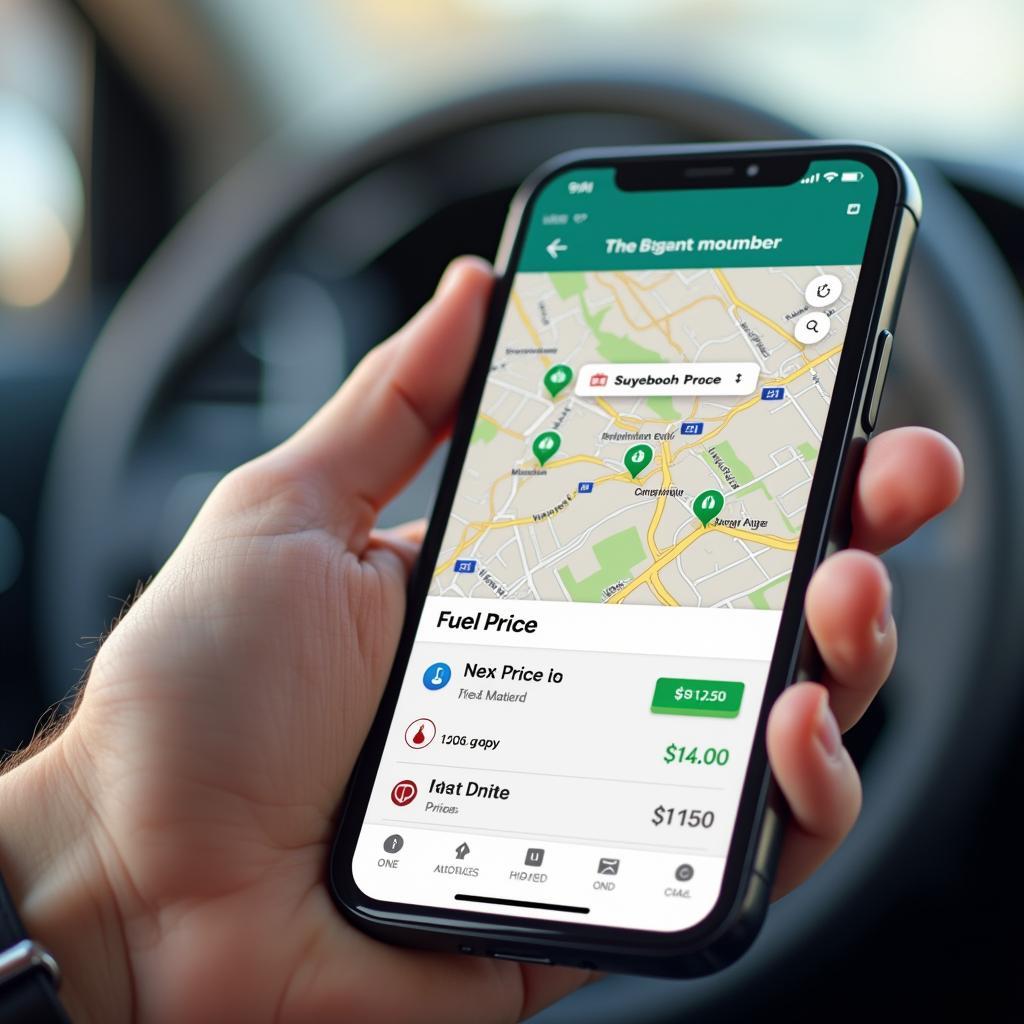 Smartphone met benzineprijs-app