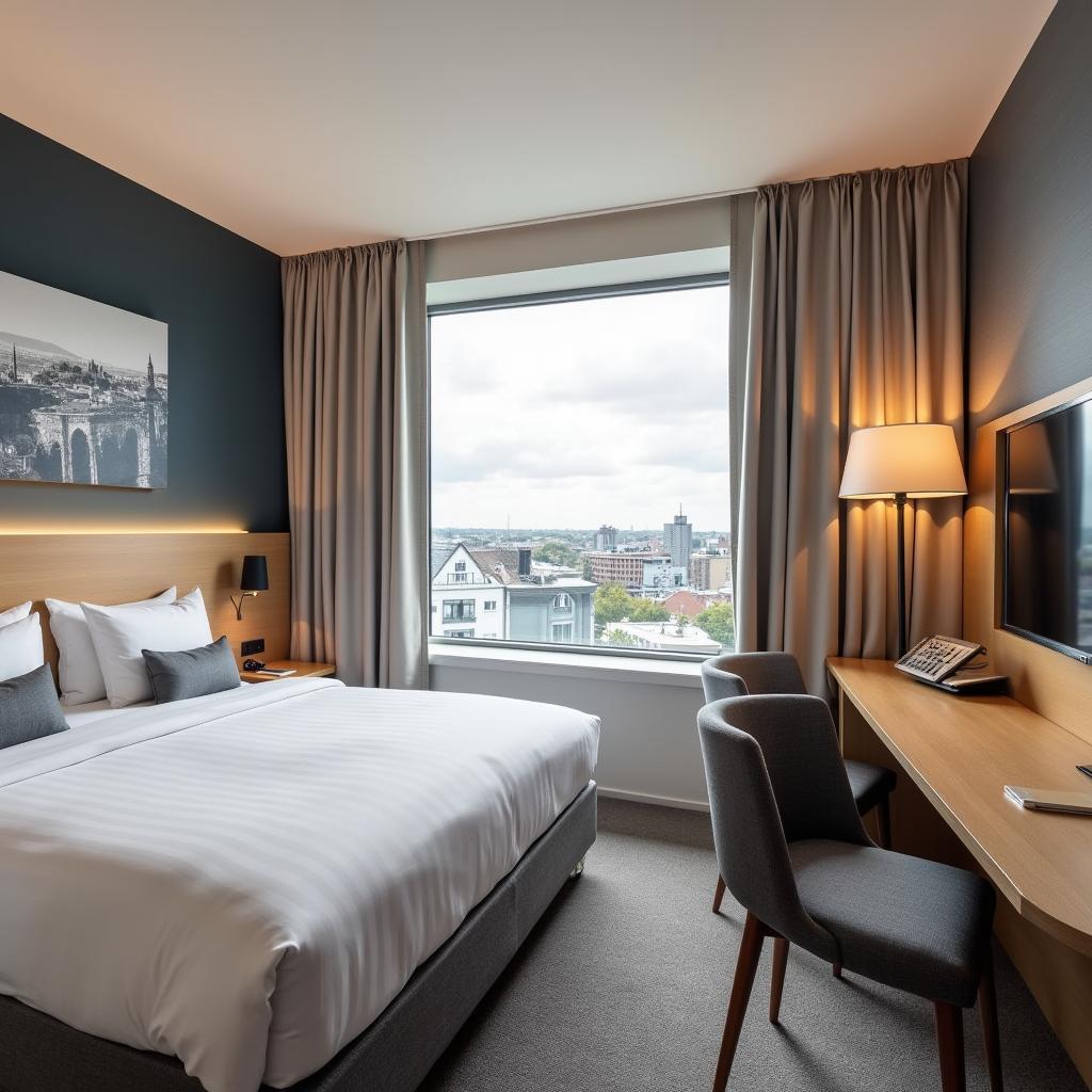 Modern eingerichtetes Hotelzimmer im Soloplan City Resort Kempten