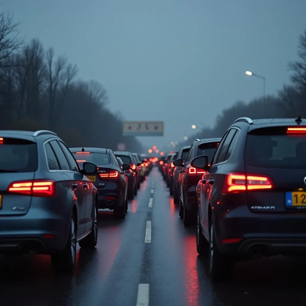 Stau auf der A3 Köln Richtung Oberhausen