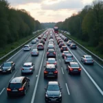 Stau auf der A5 bei Heidelberg nach einem Unfall