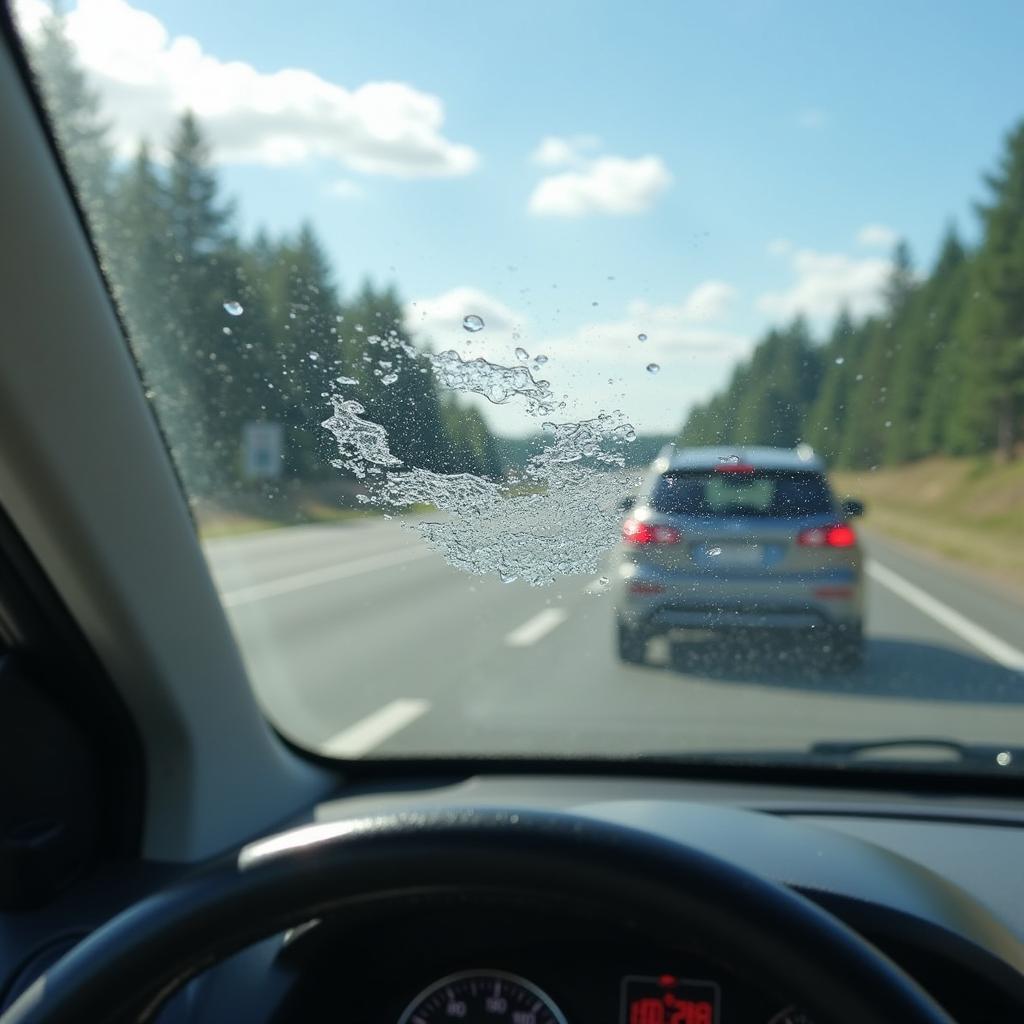 Steinschlag im Sichtfeld einer Carglass-Scheibe