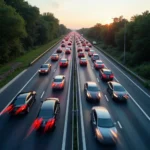 Stockender Verkehr auf der Autobahn