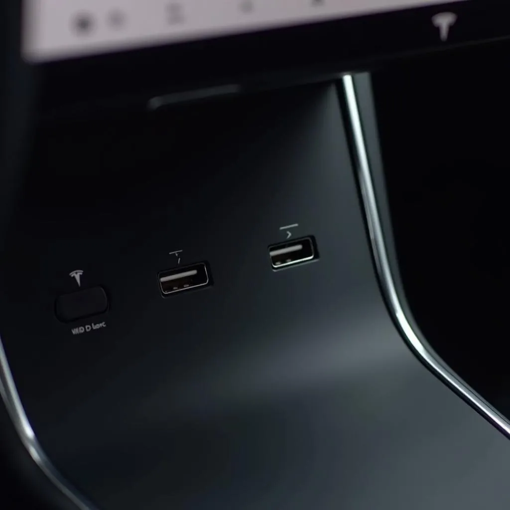 Tesla Model 3 Mittelkonsole mit USB-C Anschlüssen