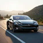 Elegantes Tesla Model S auf der Straße