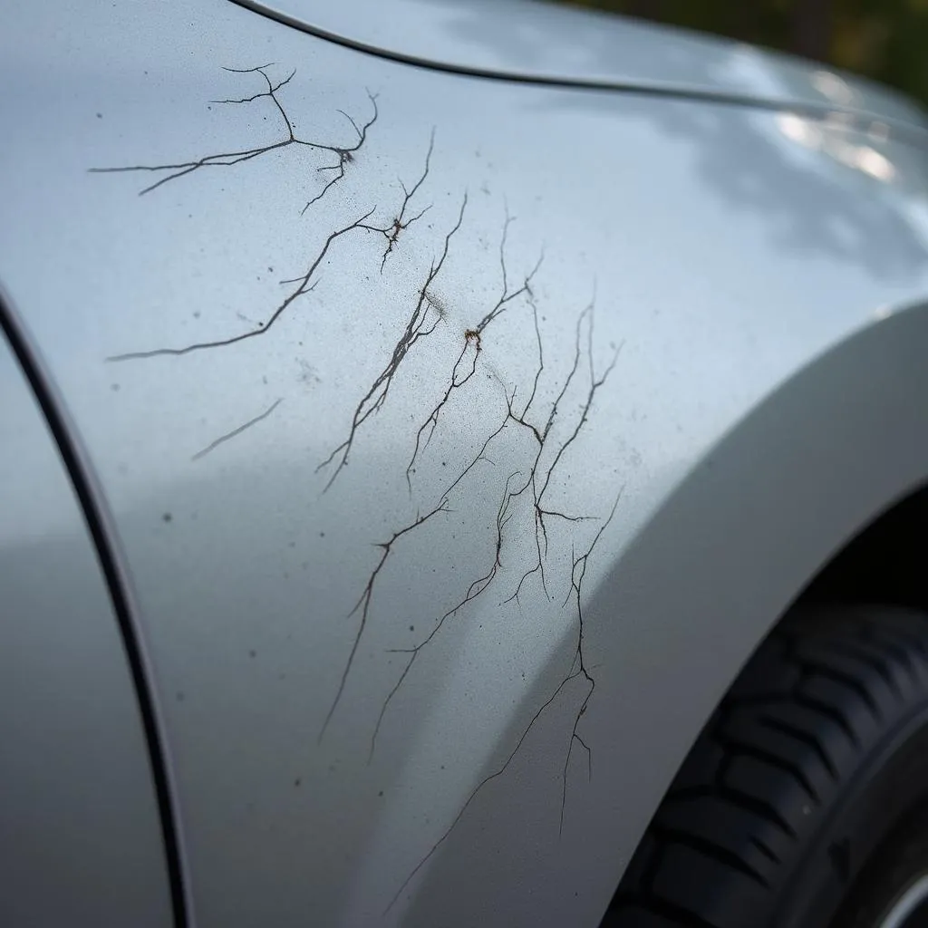 Tiefe Kratzer im Lack eines Autos