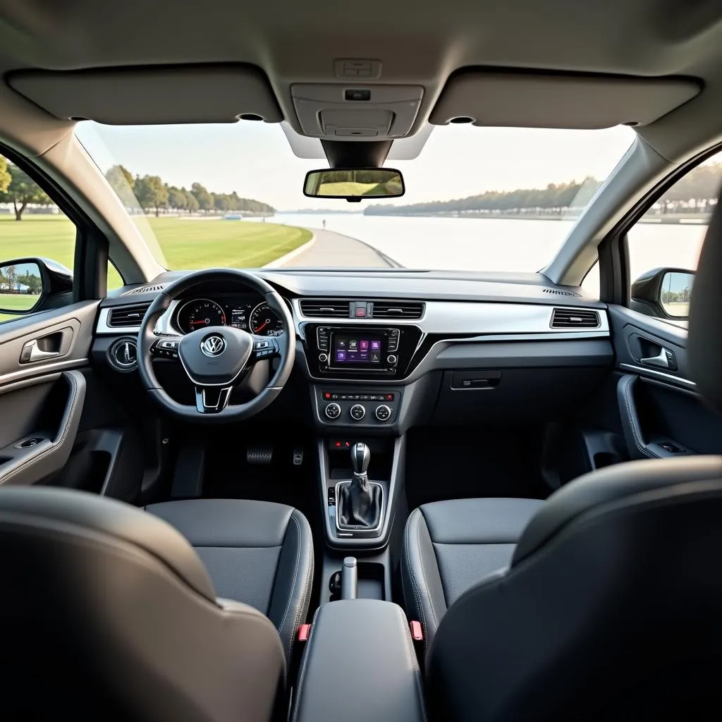 Spacious interior of a VW Touran, highlighting comfort and design