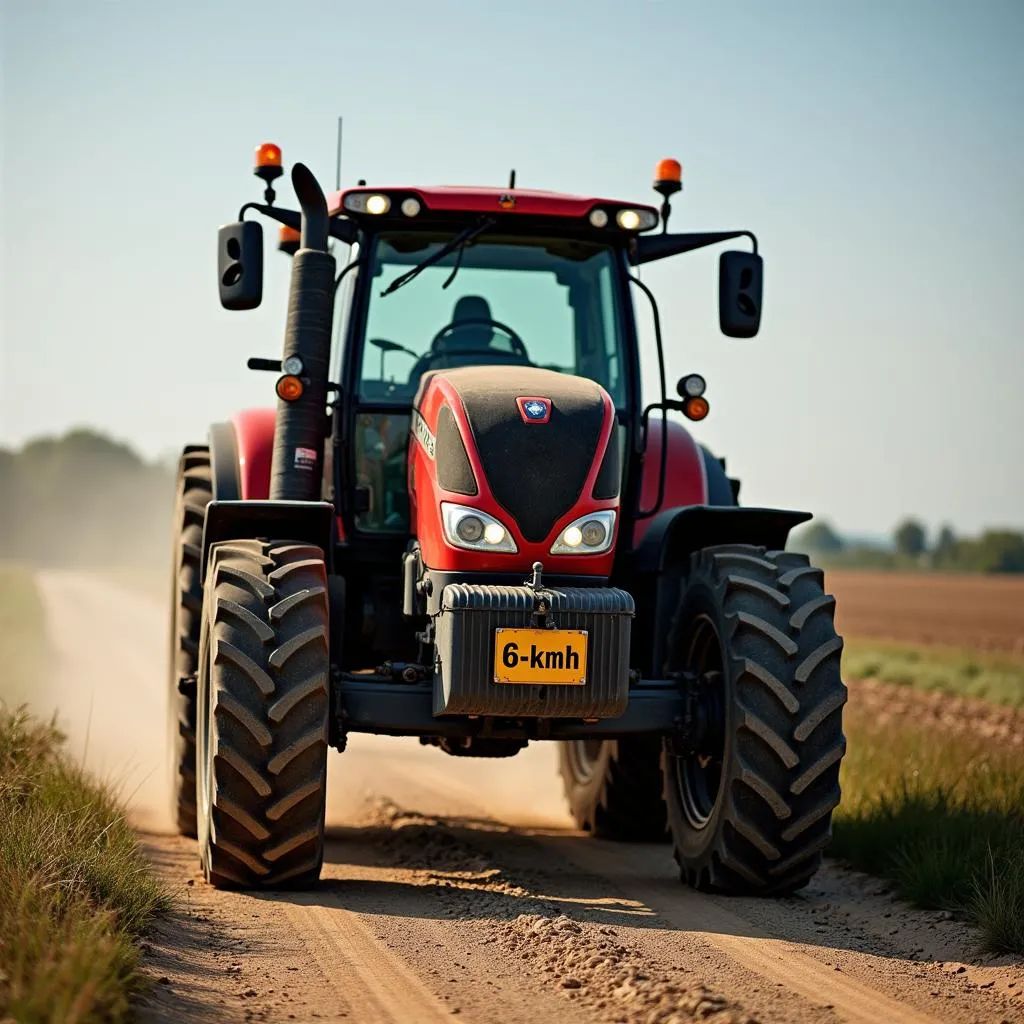 Traktor mit 6 km/h Zulassung auf Feldweg