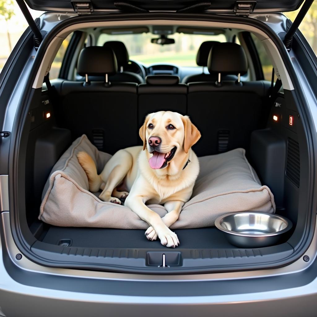 Dog crate for a Labrador with accessories